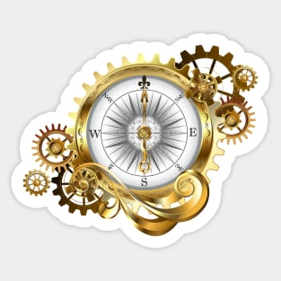 Antique Compass with Gears ( Steampunk ) Sticker